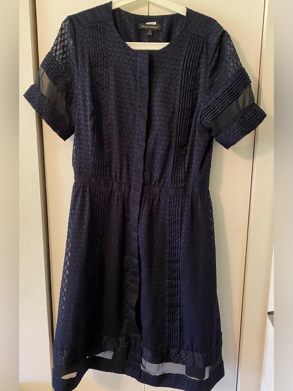Banana Republic Navy Textured Shift Dress